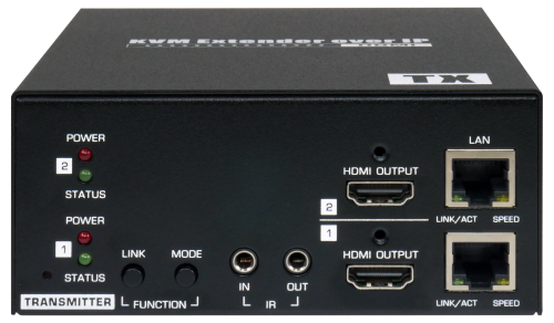 Dual-Monitor 4K OSD-schaltbarer LAN Switching-Transmitter  2x HDMI + USB 2.0 + Audio, UNICLASS HX-231TSK mit OSD